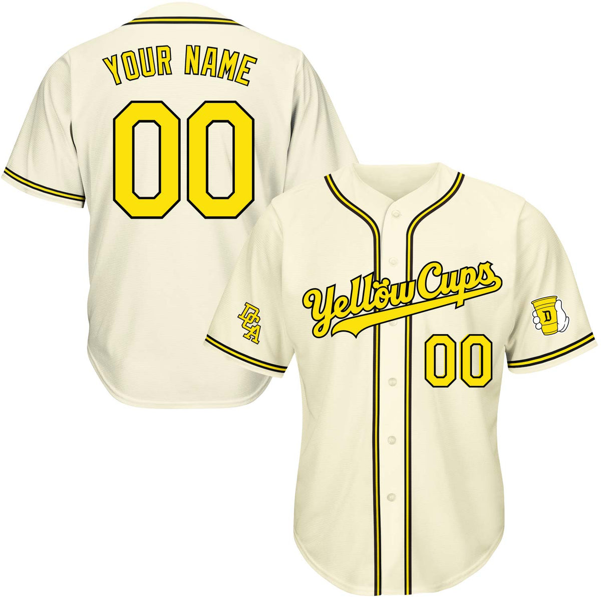 DCA Yellow Cups Baseball Jerseys