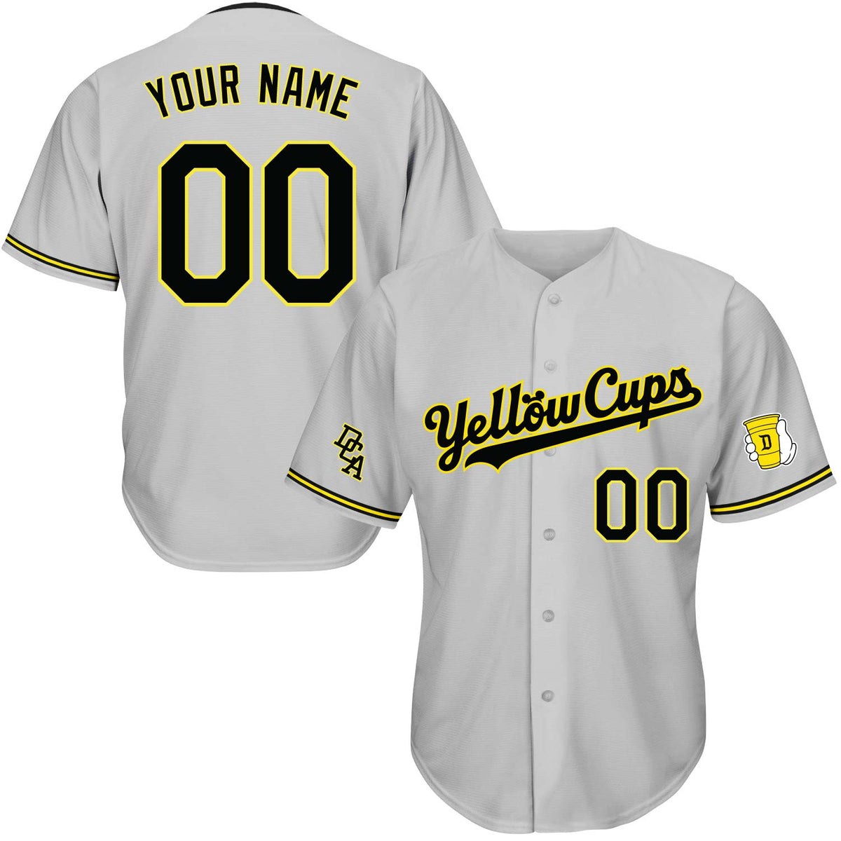 DCA Yellow Cups Baseball Jerseys