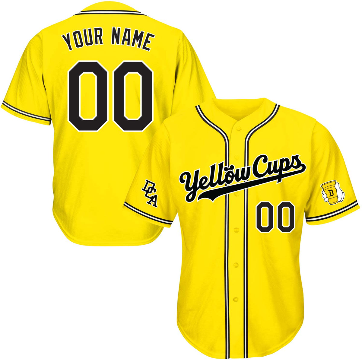 DCA Yellow Cups Baseball Jerseys